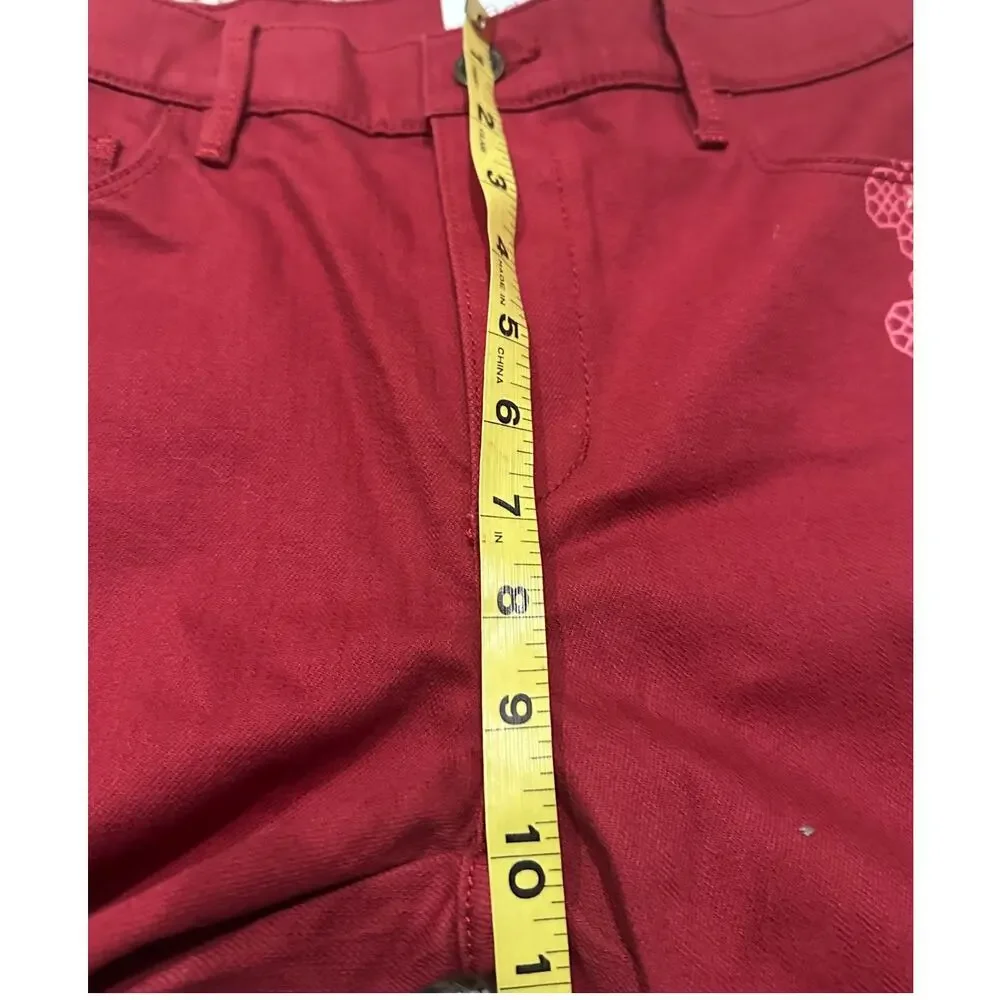 Johnny Was Jade Caleta The Straight Flare Jean Red Floral Feminine Boho, size 27 - Picture 8 of 11